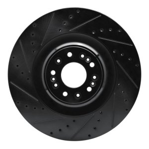 Genesis G90 Brake Rotor (1) - Front Left - R1 Concepts - Drilled & Slotted - Black - `17-`22